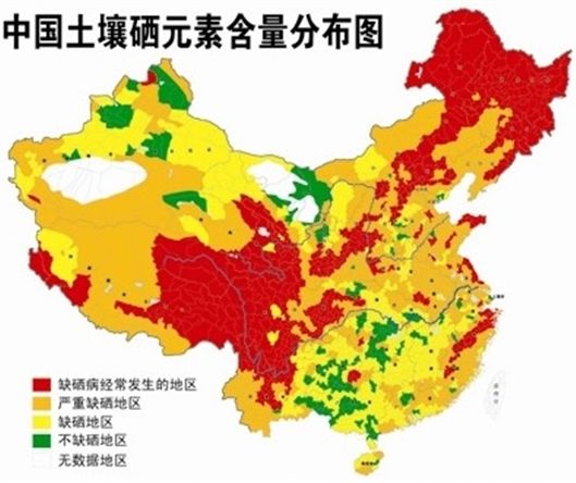 中國土壤硒元素含量分布